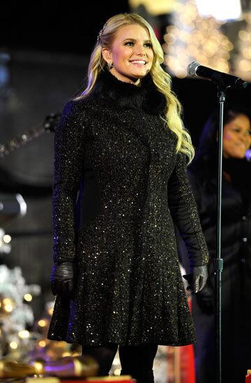 Jessica Simpson performs at the annual Rockefeller Center tree lighting ceremony.
