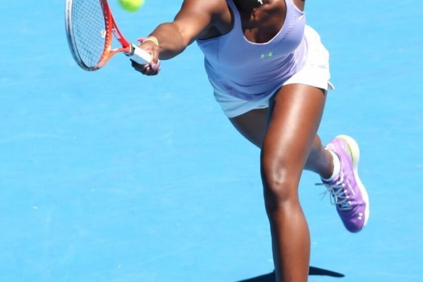 Sloane Stephens stretches for a shot in her Australian Open win over Serena Williams in the quarterfinals on Wednesday.