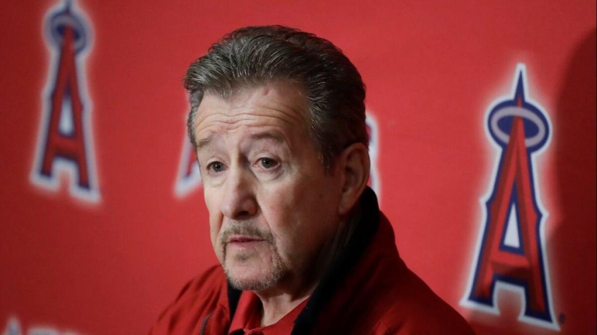 Angels owner Arte Moreno speaks at a news conference Saturday in Tempe, Ariz.