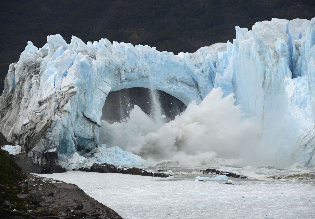 Chunks of ice break off the Perito Moreno Glacier, Argentina