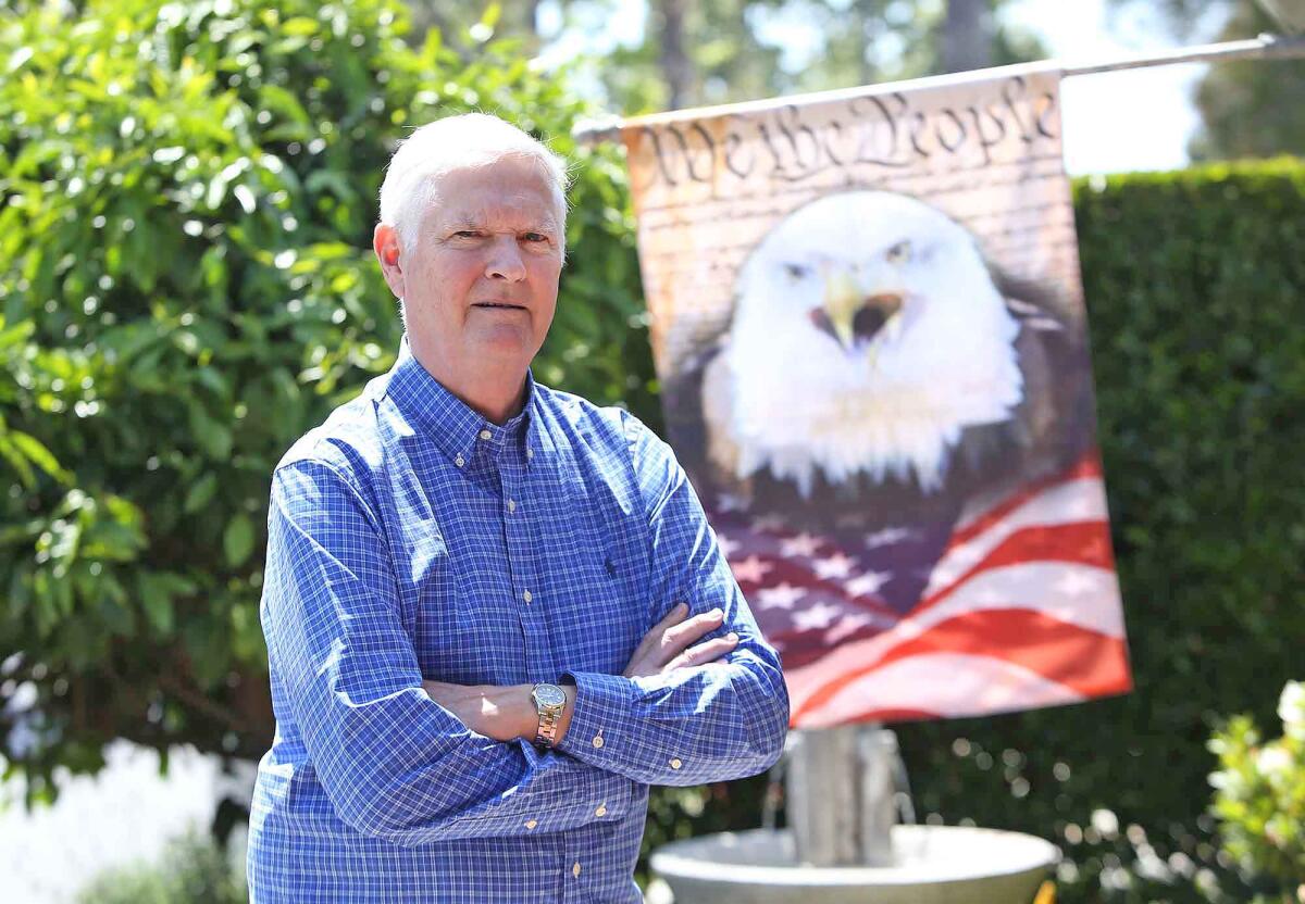 Jim Gray, shown at his Newport Beach home last week, believes there's a chance he can become the 46th president of the United States.
