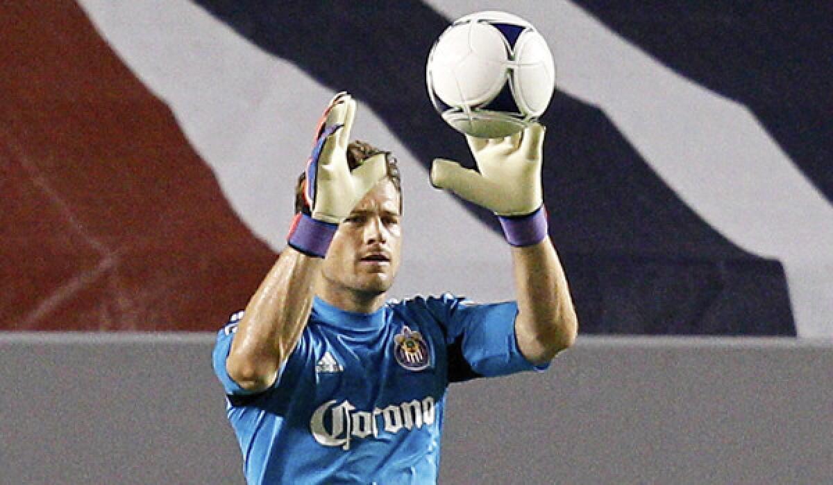 Chivas USA goalkeeper Dan Kennedy catches the ball during the MLS match against Los Angeles Galaxy.