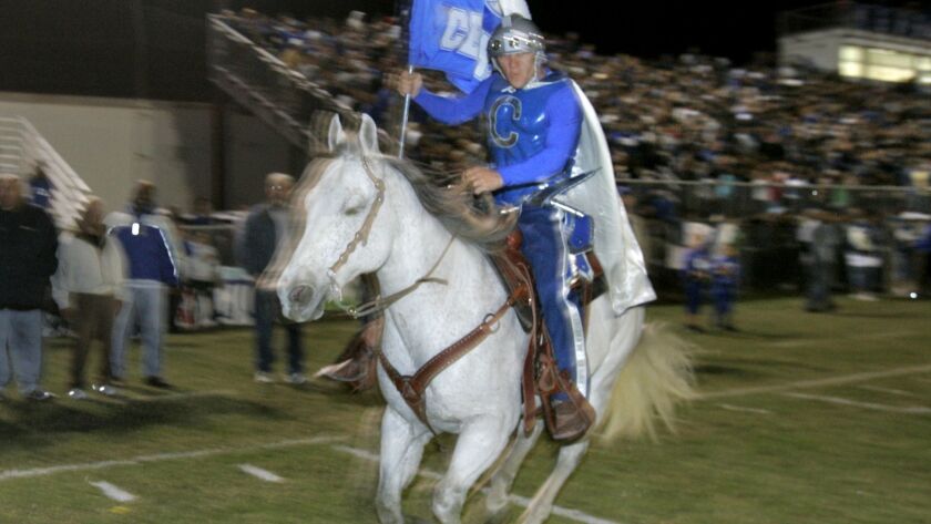 The mounted Spartan is a staple at Central Union home games.