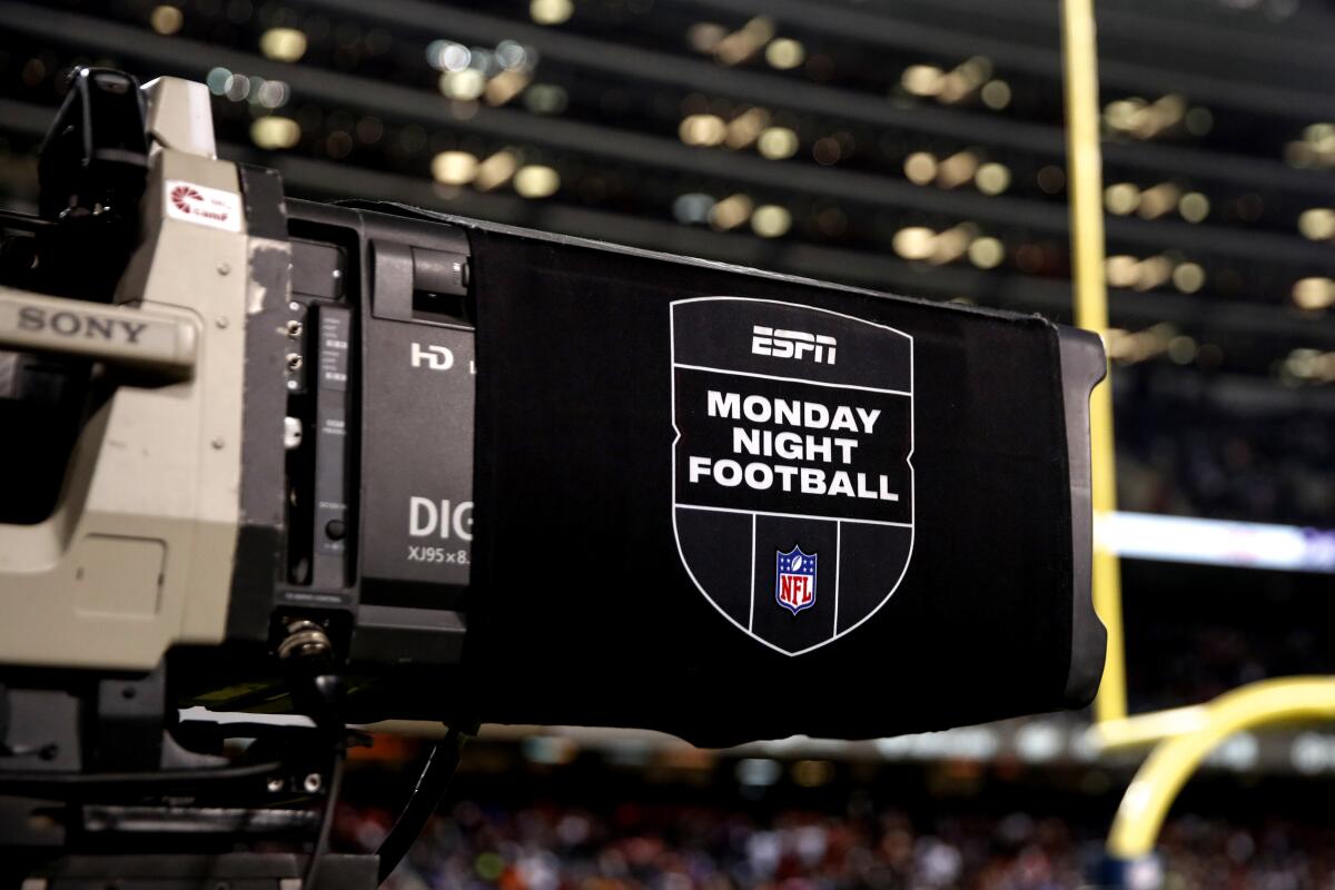 A camera with the ESPN Monday Night Football logo on one side