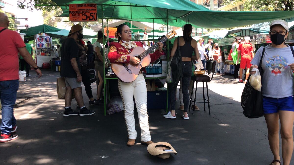 Mariachi singer Nancy Velasco performs in Mexico City.