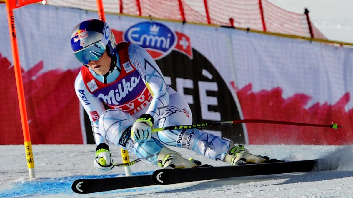 Lindsey Vonn makes her way down the hill during her record 37th World Cup downhill vicdtory on Saturday.