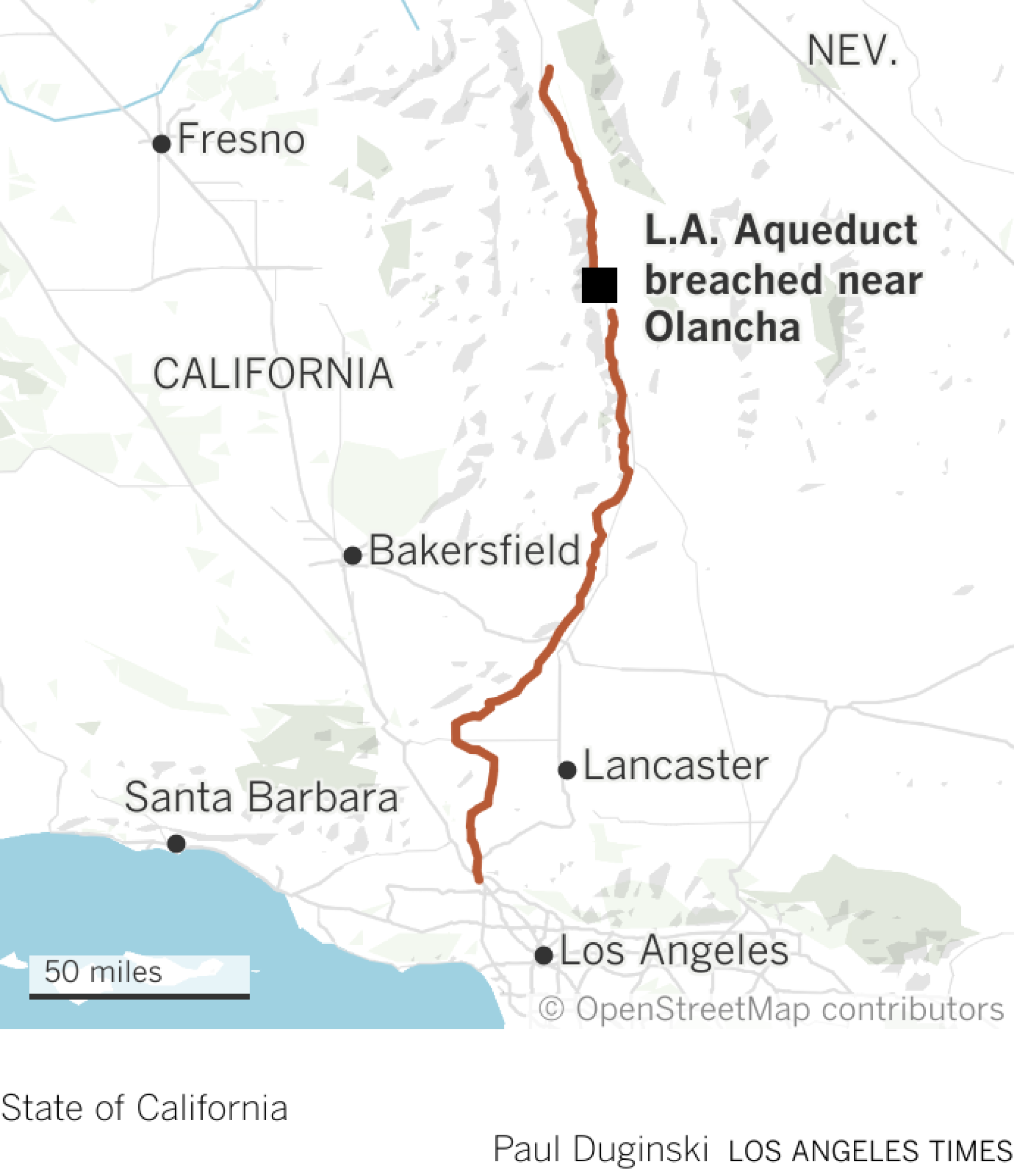 Locator map of the L.A. Aqueduct.