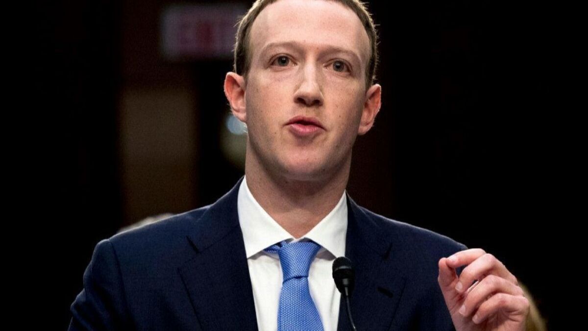 Facebook CEO Mark Zuckerberg testifies before a joint hearing of the Senate Commerce and Judiciary Committees in Washington in April 2018.