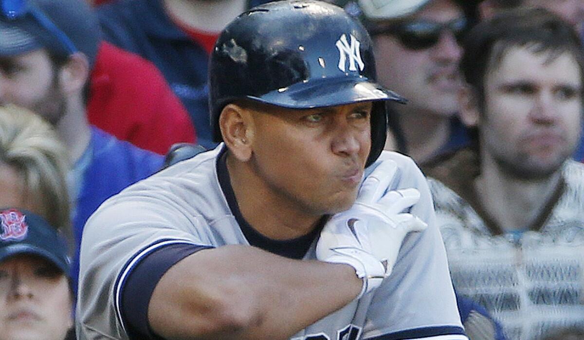 New York Yankees' Alex Rodriguez waits on deck during a pitching change in the eighth inning against the Boston Red Sox on Saturday.