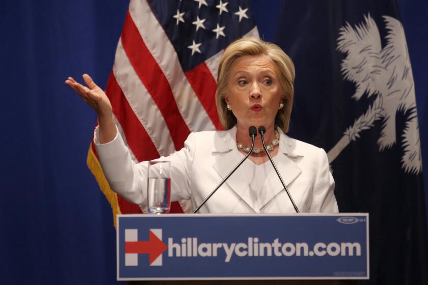 Democratic presidential candidate Hillary Rodham Clinton addresses supporters at Trident Tech on June 17 in North Charleston, S.C. After Wednesday night's tragedy in Charleston, S.C., Clinton called for action on gun control in her speech the next day in Las Vegas.