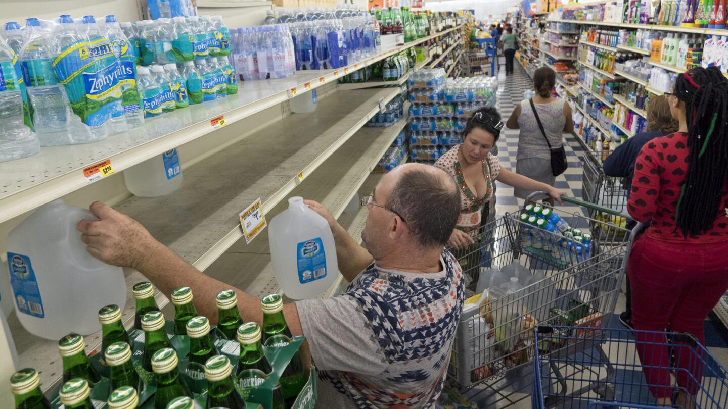 Miami residents are buying supplies to be prepared for Hurricane Matthew in Miami, Florida, on Oct. 5, 2016.