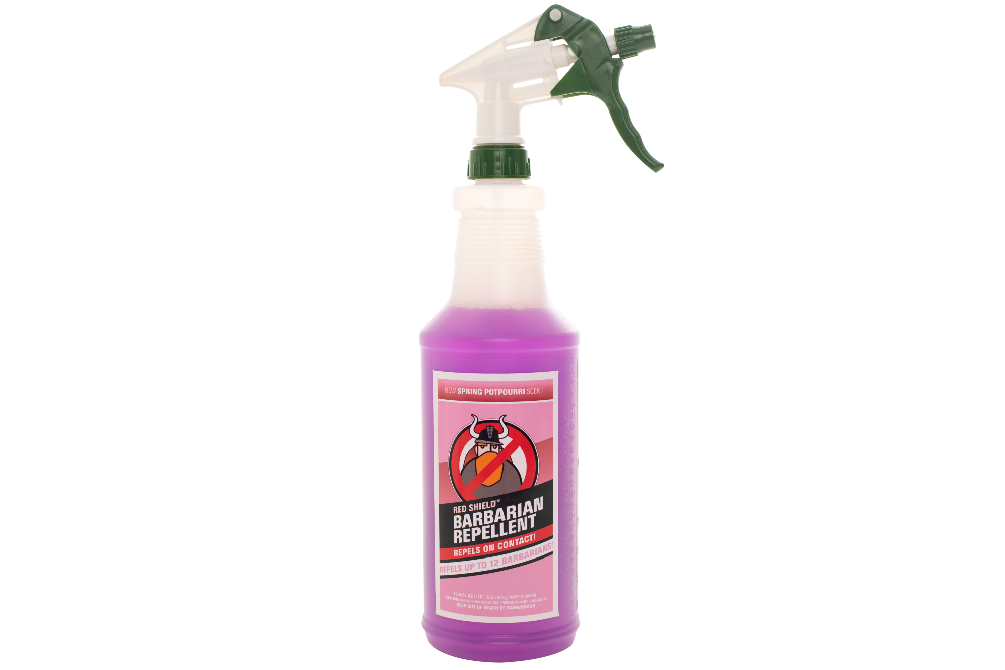 A spray bottle of Red Shield Barbarian Repellent