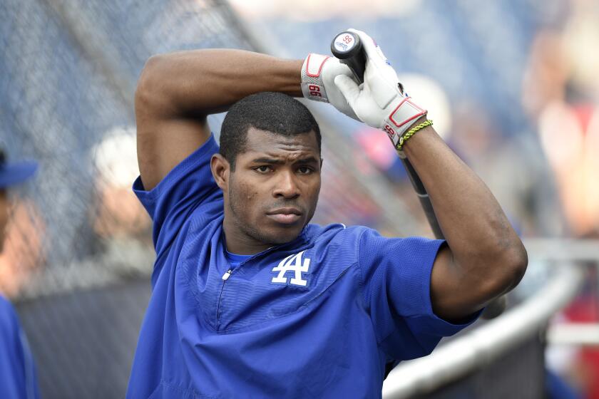 It doesn't look like Yasiel Puig will be in the Dodger lineup any time soon.