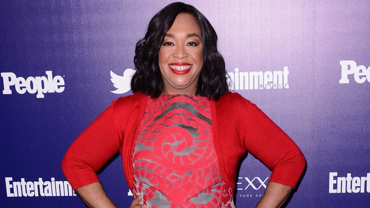 Shonda Rhimes attends the Entertainment Weekly and People magazine party at the Highline Hotel during upfront presentations in New York on May 11.
