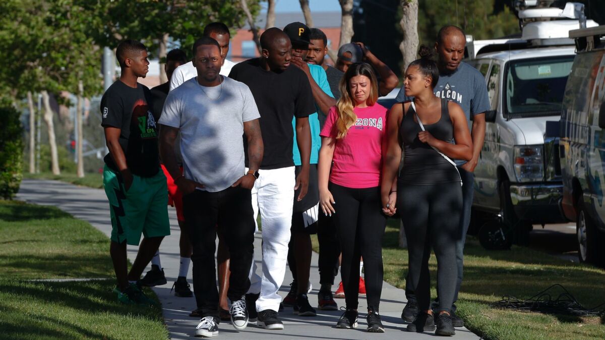 Walking to their press conference, victims who were at the shooting last Sunday at the La Jolla Crossroads apartments, called for a press conference to speak with the news reporters.