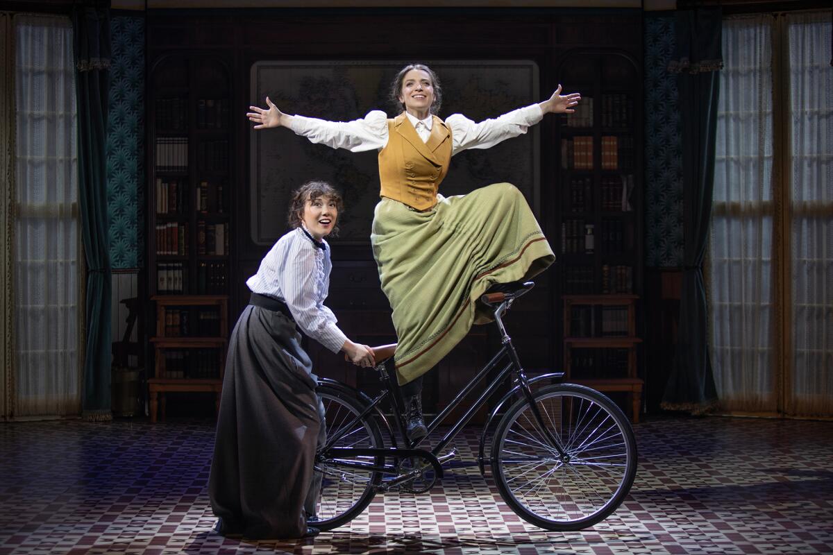 Livvy Marcus, left, as Martha and Alex Finke as Annie the musical "Ride" at The Old Globe.