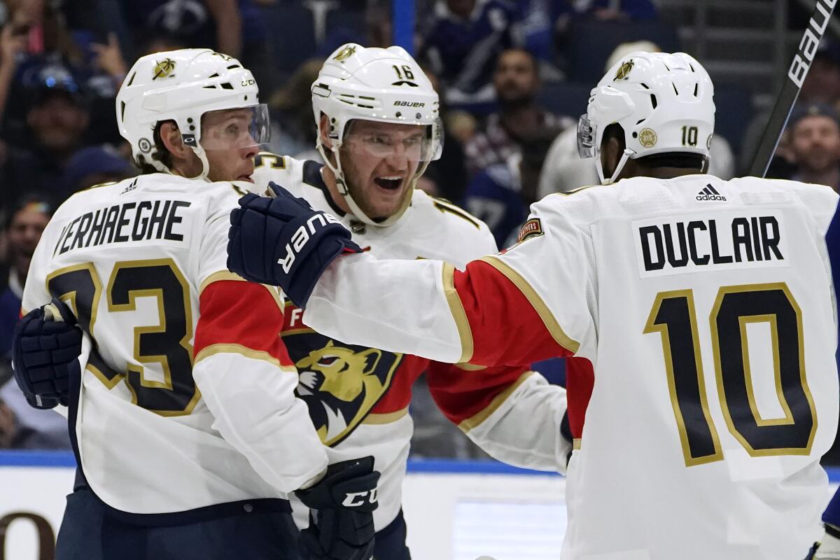 Barkov breaks tie in 3rd, Panthers defeat Lightning 4-1 - The San Diego  Union-Tribune