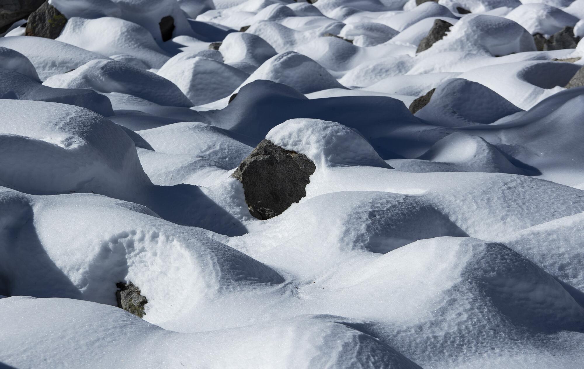 Snowy boulders