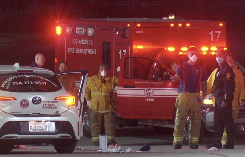 An investigation is underway after a tow truck driver working on a stalled vehicle in downtown L.A. was shot to death Sunday.