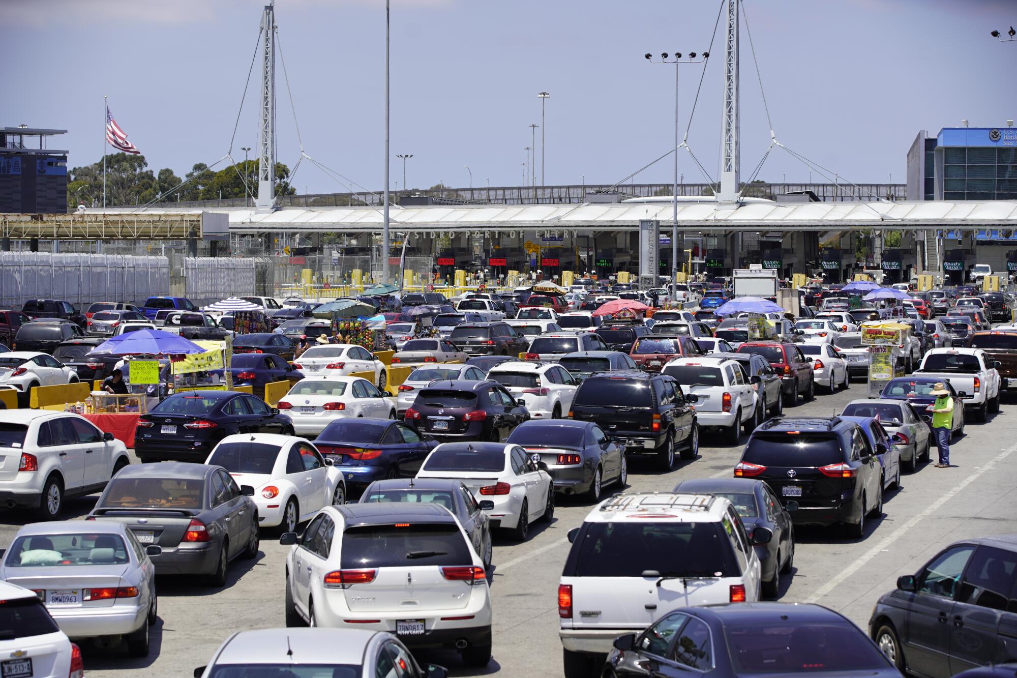 Cars wait in massive lines at the San Ysidro Port of Entry