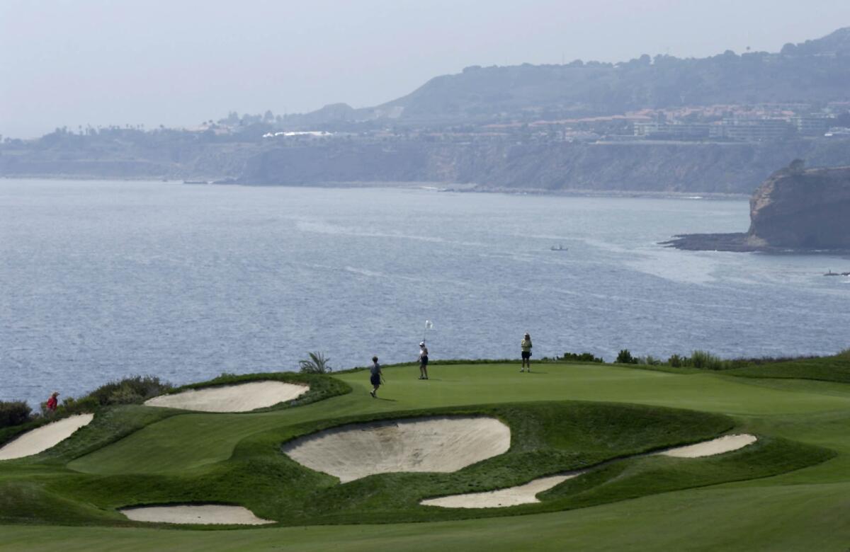 The 10th hole at Ocean Trails Golf Course in Rancho Palos Verdes offers a breathtaking view of the Pacific Ocean. Donald Trump bought the course in 2002.