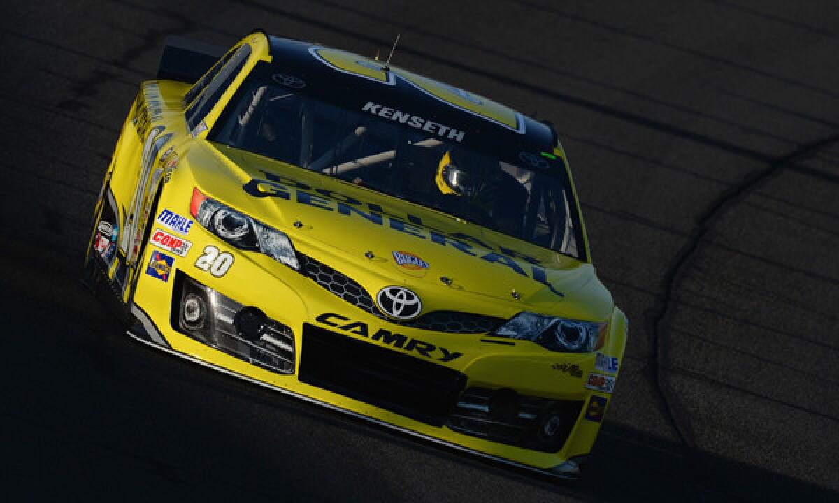 Matt Kenseth competes in qualifying Friday for Sunday's NASCAR Sprint Cup Series race at Auto Club Speedway in Fontana.