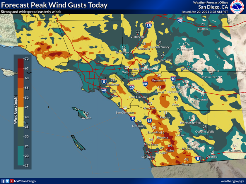 Santa Ana Winds Slam Greater San Diego Spreading Wildfire And Clogging Traffic The San Diego Union Tribune