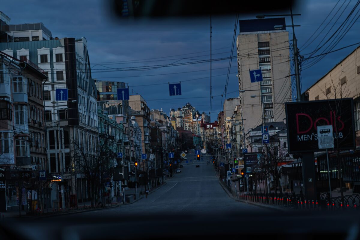 A deserted street in Kyiv