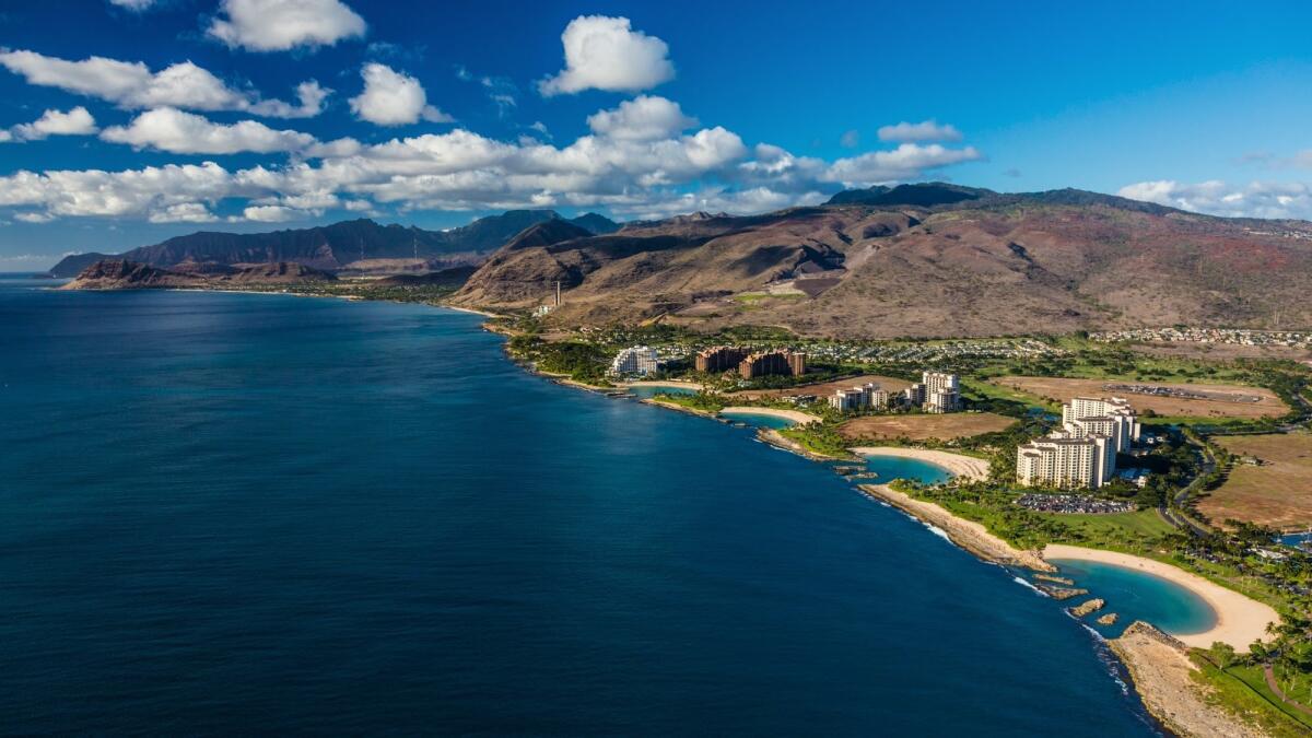 Oahu's Ko Olina coast is home to two upscale resorts, the Four Seasons Oahu and Disney’s Aulani. The area west of Kapolei is booming, with a third resort, the Atlantis, now on the drawing board.