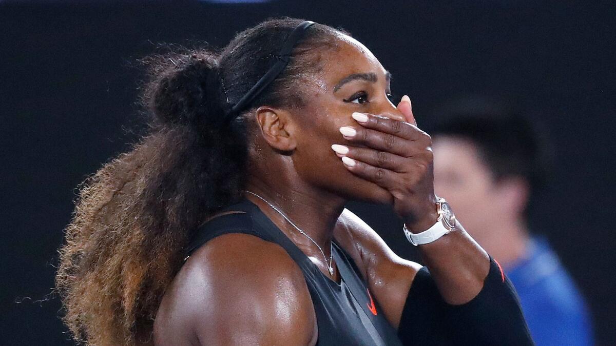 Serena Williams after defeating her sister Venus in the Australian Open final on Jan. 28.
