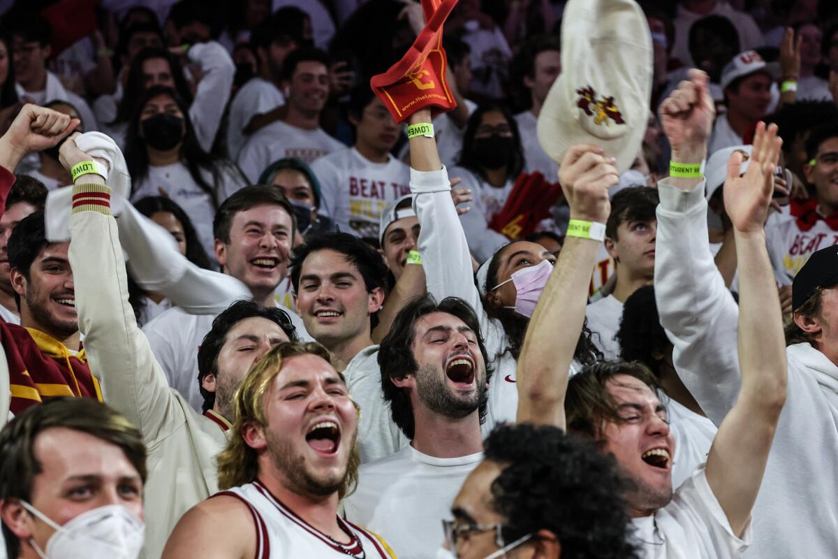 USC fans cheer during the Trojans' loss to Arizona