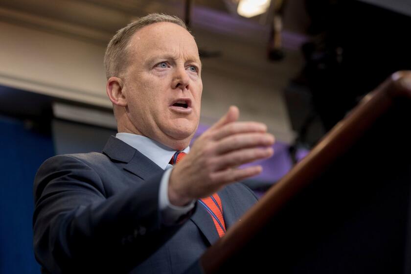 White House press secretary Sean Spicer talks to the media during the daily press briefing at the White House in Washington, Tuesday, April 11, 2017. Spicer discussed Syria, Trump's 2016 tax returns, the Easter Egg Roll and other topics. (AP Photo/Andrew Harnik)