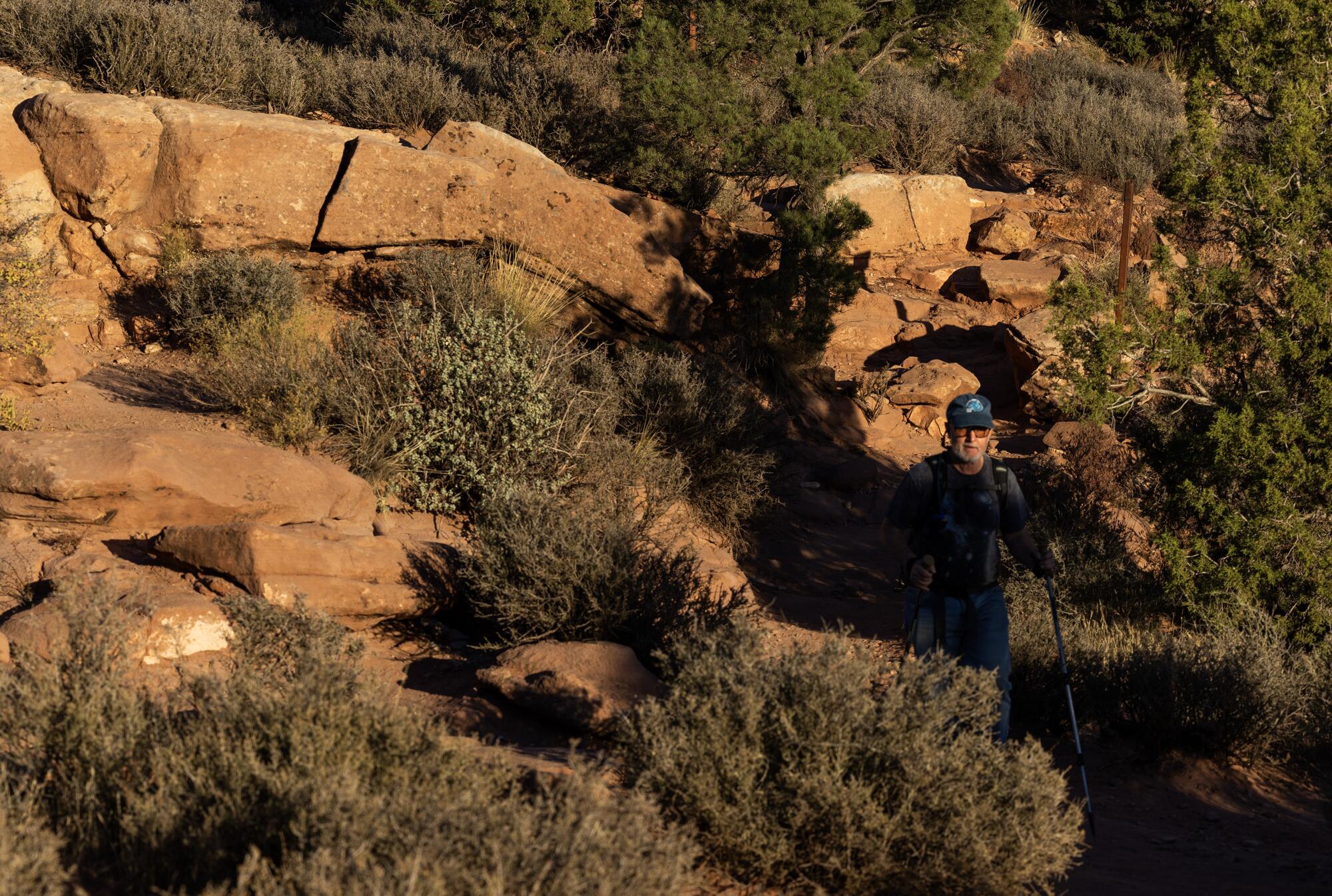Dave Hasenauer hikes along the Watchman Trail during Atheist Adventure.