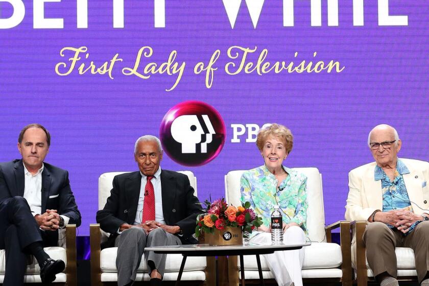 BEVERLY HILLS, CA - JULY 31: (L-R) Steve Boettcher, Arthur Duncan, Georgia Engel, and Gavin MacLeod of the television show "Betty White The First Lady of Television" speak during the PBS segment of the Summer 2018 Television Critics Association Press Tour at the Beverly Hilton Hotel on July 31, 2018 in Beverly Hills, California. (Photo by Frederick M. Brown/Getty Images) ** OUTS - ELSENT, FPG, CM - OUTS * NM, PH, VA if sourced by CT, LA or MoD **