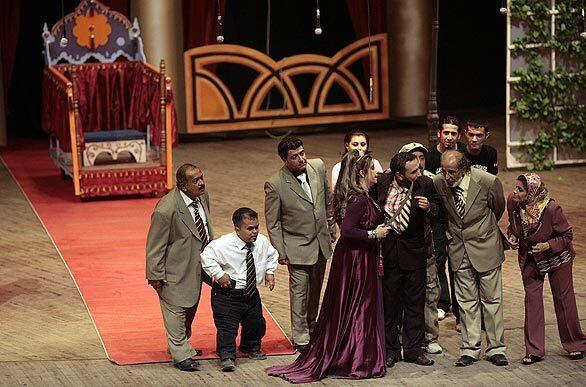Actors perform in Bring the King, Bring Him, a two-act cabaret-style show that opened this month at Baghdad's National Theater.
