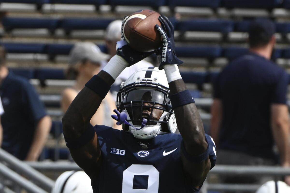 Penn State cornerback Joey Porter Jr. warms up before a game against Ohio in September.