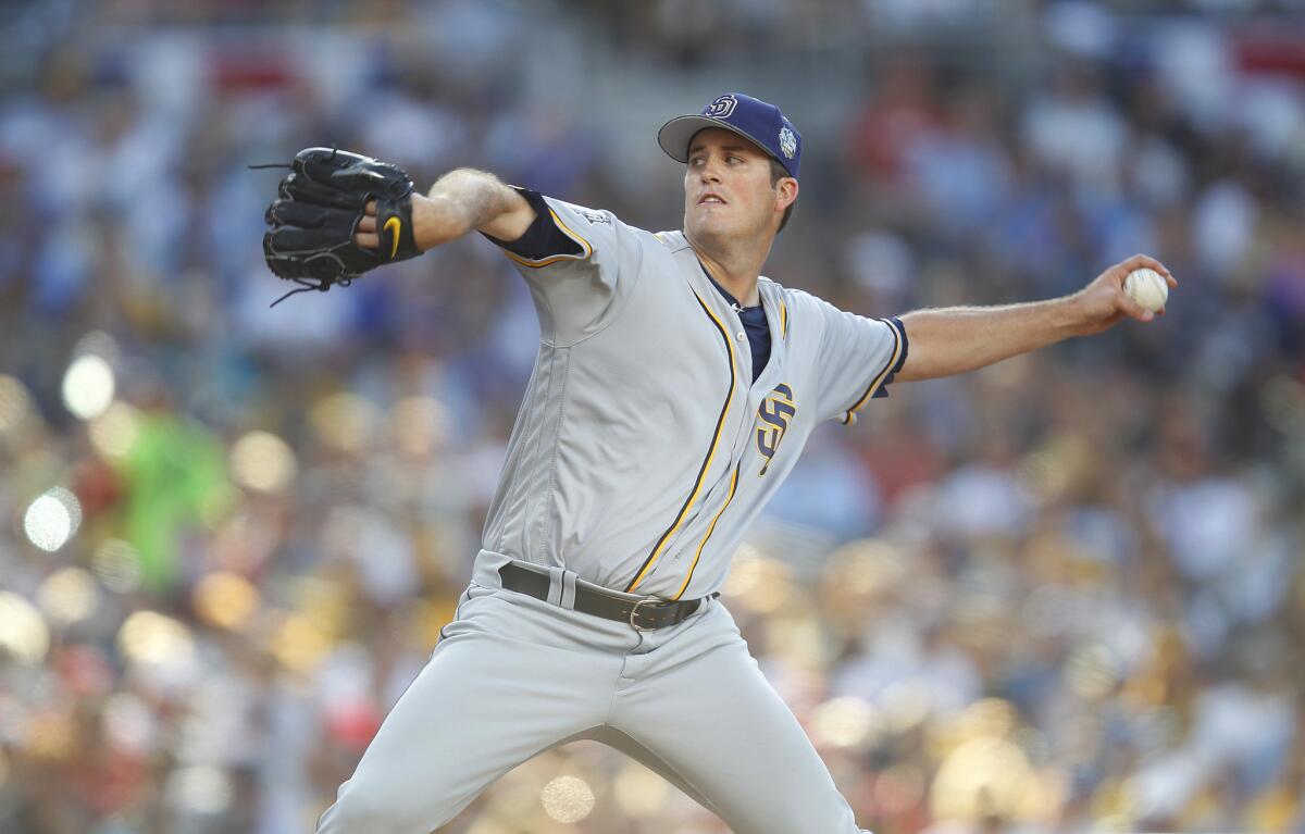 Padres left-hander Drew Pomeranz pitches in the fourth inning of the All-Star Game at Petco Park on July 12.