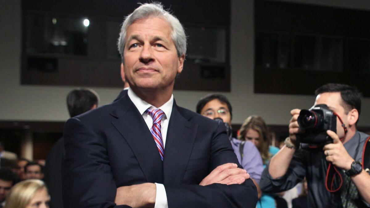 JPMorgan Chase Chief Exectutive Jamie Dimon arrives to testify before a Senate Banking Committee hearing in 2012.