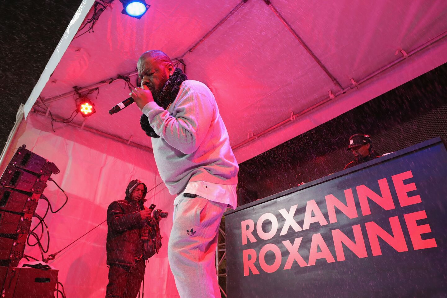 Biz Markie performs onstage at the Jan. 22 "Roxanne, Roxanne" party in the Acura Festival Village during the Sundance Film Festival in Park City, Utah.