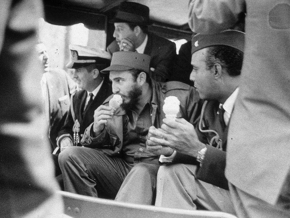 Cuban leader Fidel Castro enjoying ice cream at the Bronx Zoo during his April 1959 U.S. visit, when relations between the United States and Cuba hadn't yet soured.