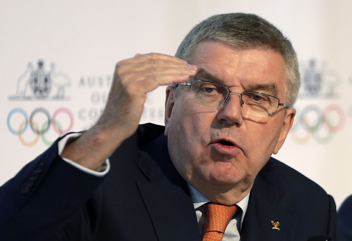 International Olympic Committee president Thomas Bach speaks during a news conference.