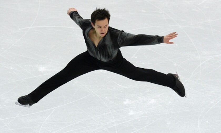 Canada's Patrick Chan competes during the men's figure skating team short program at the Sochi Winter Olympic Games on Feb. 6.