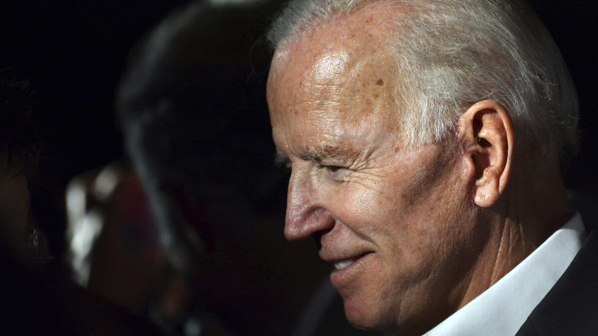 Former Vice President and potential 2020 presidential candidate Joe Biden greets supporters during a campaign rally for Sen. Bob Casey and Rep. Matt Cartwright on Nov. 4.