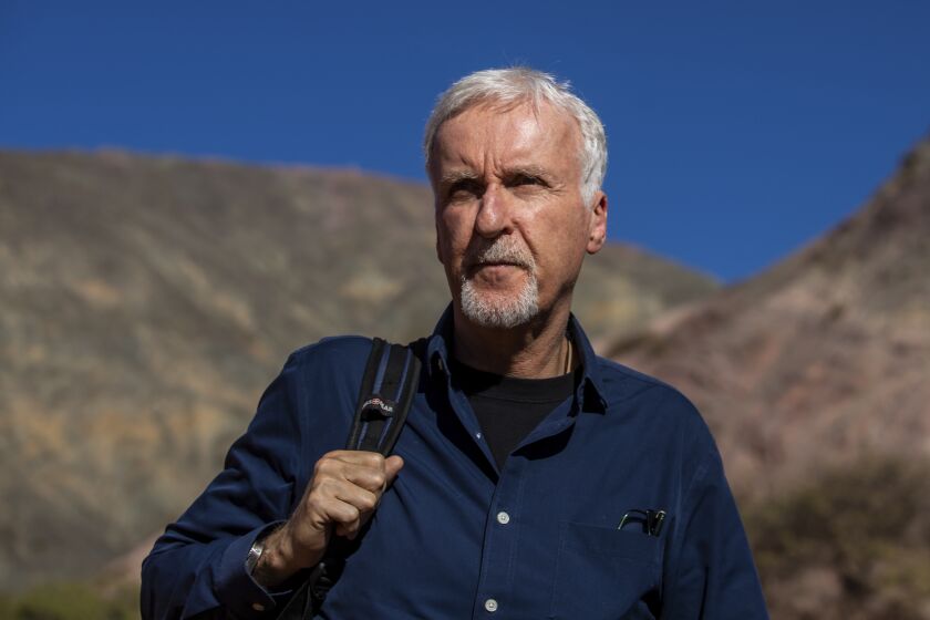 Director James Cameron walks in Purmamarca, Jujuy province, Argentina, Thursday, June 8, 2023. The filmmaker arrived to Argentina to participate in a Sustainable Development Forum. (AP Photo/Javier Corbalan)