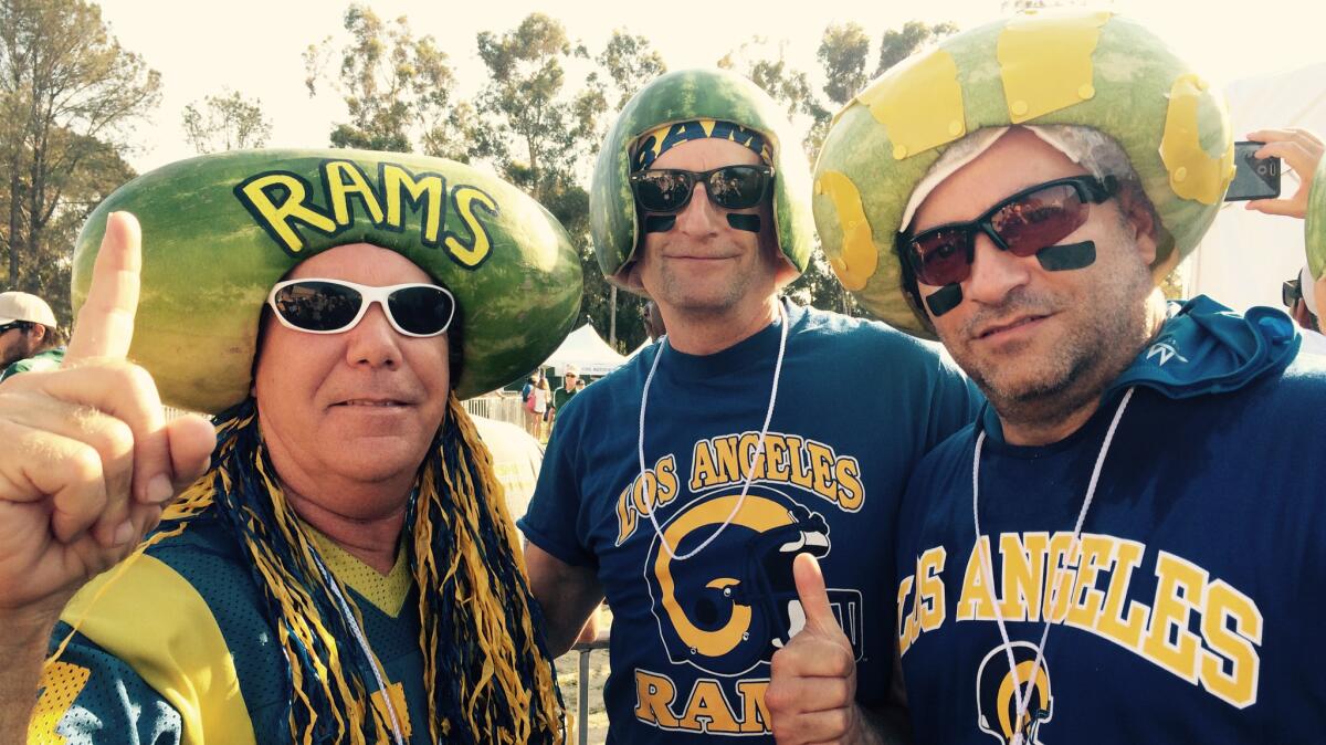 Melonheads Lance Goldberg, left, Steve Goldstein and Steven Pataki. "Our record is 11. I expect to shatter that," founder Goldberg says of membership in his merry band this season.