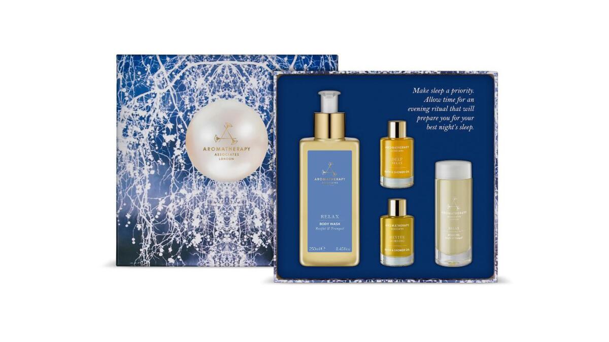 Aromatherapy Associates Your Best Night?s Sleep set of Relax body wash and body oil, Deep Relax bath and shower oil and Revive Morning bath and shower oil , $63 at Nordstrom stores and aromatherapyassociates.com
