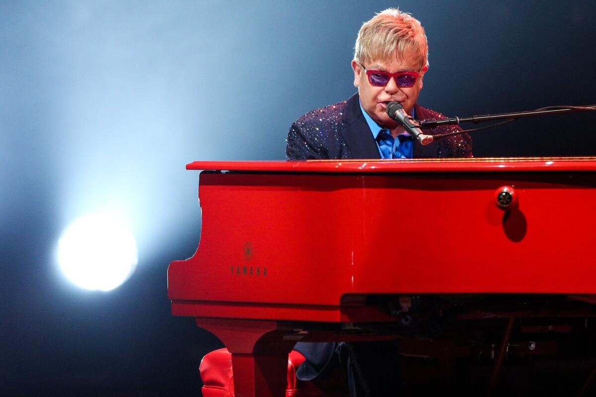 Elton John performs at the Wiltern in Los Angeles on Jan. 13.