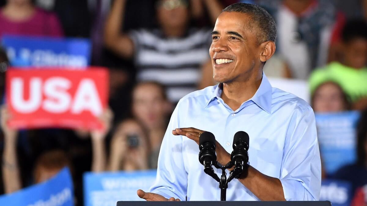 President Obama campaigns for Hillary Clinton on Oct. 23 in North Las Vegas.