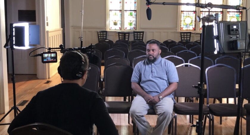 The Rev. Billy M. Honor is interviewed by producer Casey Cooper Johnson in a scene from “Suppressed: The Fight to Vote.”