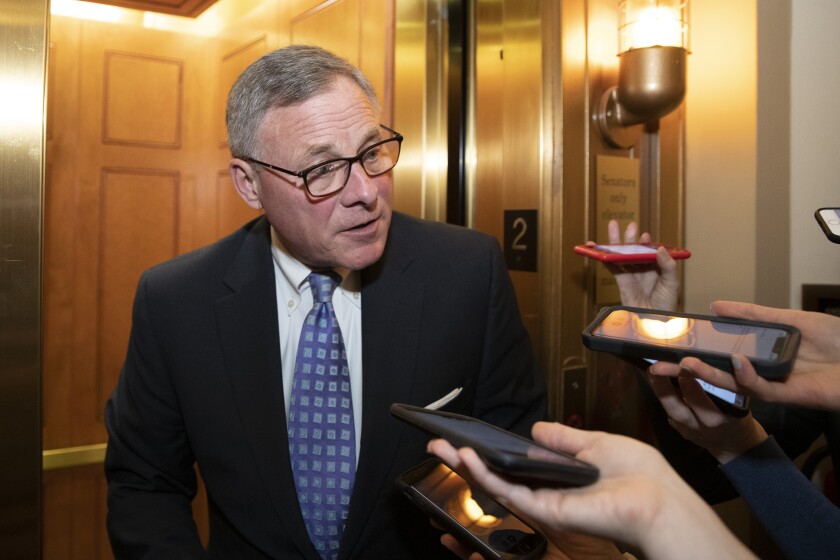 Sen. Richard M. Burr (R-N.C.) speaks with reporters on Capitol Hill on Tuesday in Washington.